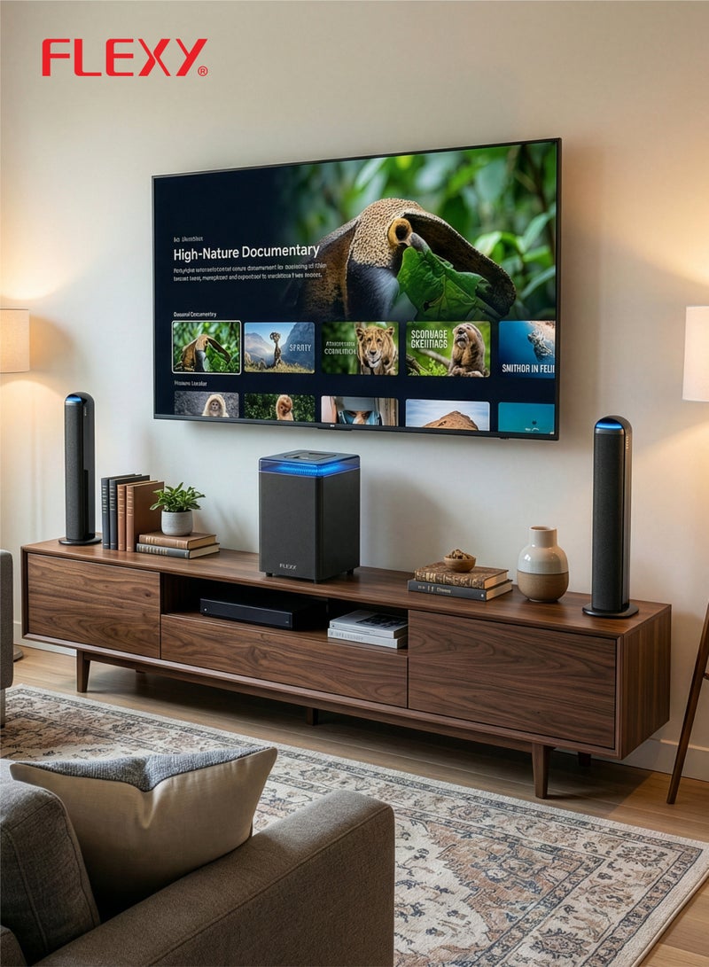 Flexy HQ75HI - 2.1 Home Theater 7500W PMPO Bluetooth FM USB LED Soundbar Satellites German Technology Remote 2-Year Warranty - Image 2